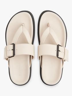 Whistles Sutton Toe Post Buckle Leather Slider Sandals - view 2, White