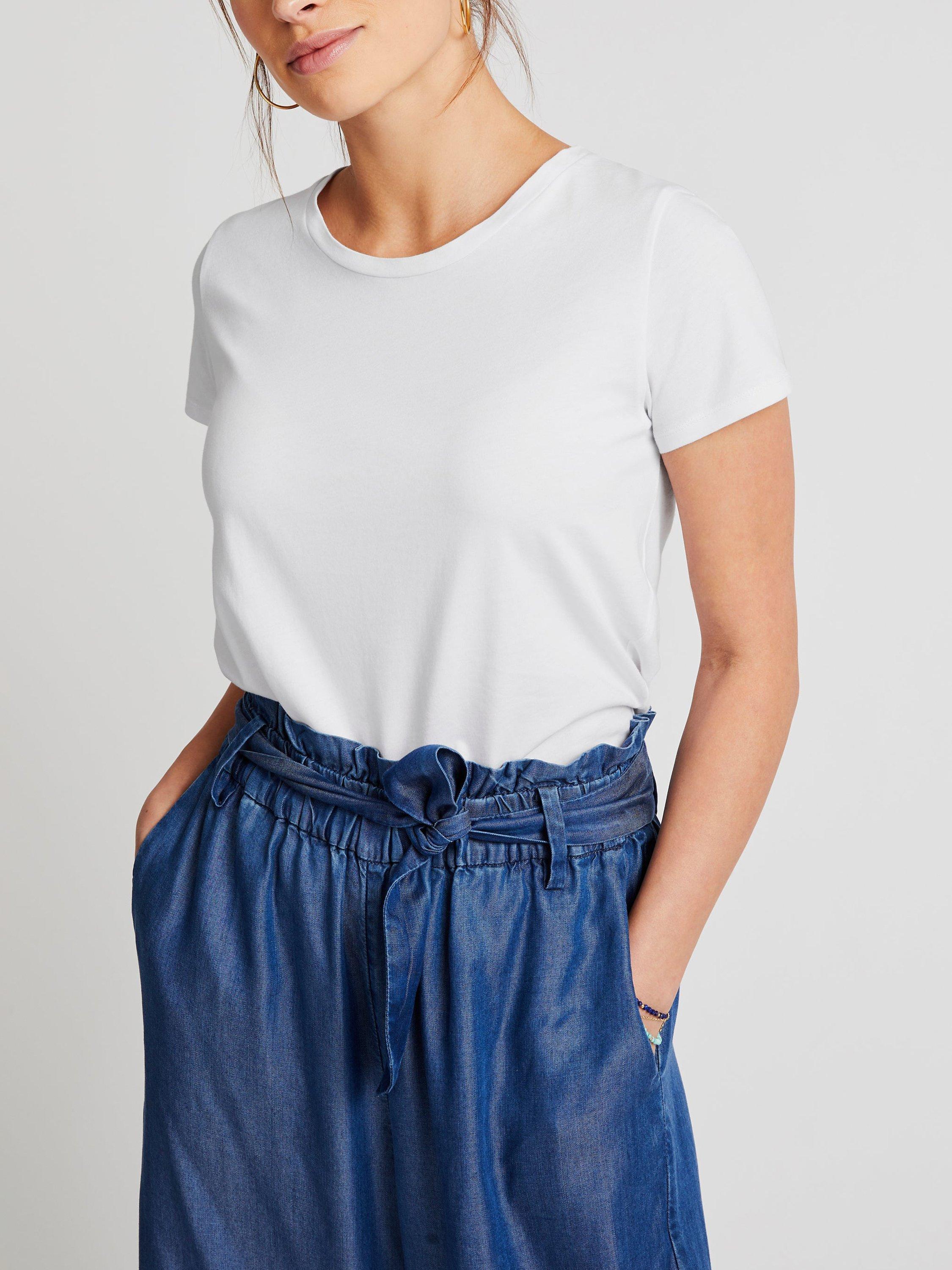 Product image 6 of 6, which shows NRBY Jamie Cotton Crew Neck T- Shirt, White, S