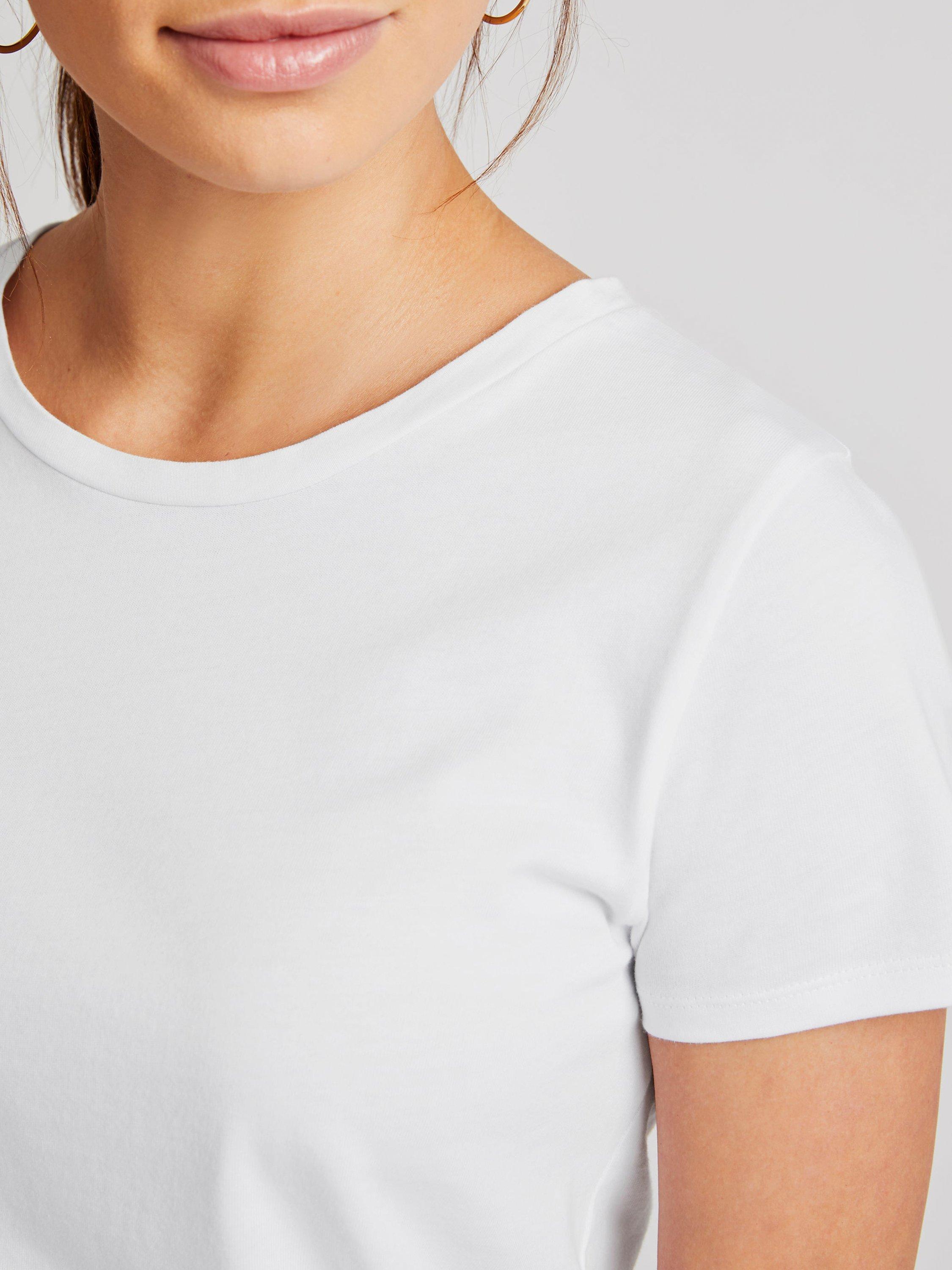 Product image 3 of 6, which shows NRBY Jamie Cotton Crew Neck T- Shirt, White, S