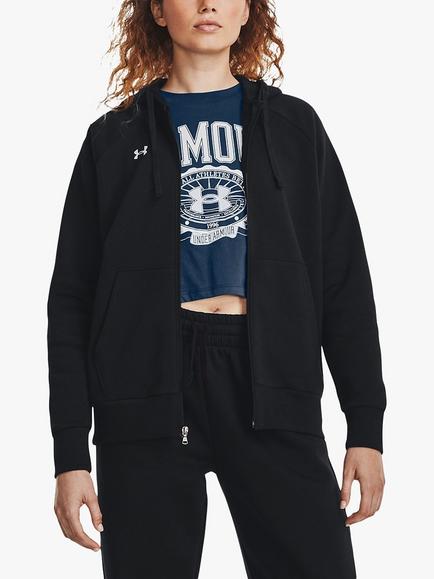 Under Armour Rival Fleece Full Zip Hoodie, Black/White