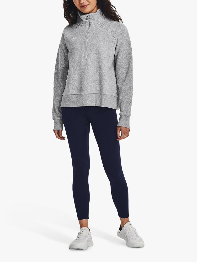 Product image 2 of 5, which shows Under Armour Rival Fleece 1/2 Zip Sweatshirt, Light Heather/White, L
