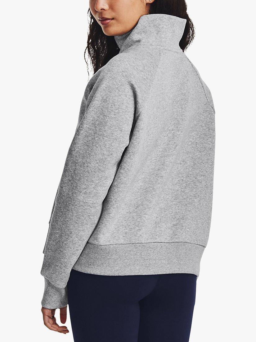 Product image 4 of 5, which shows Under Armour Rival Fleece 1/2 Zip Sweatshirt, Light Heather/White, L