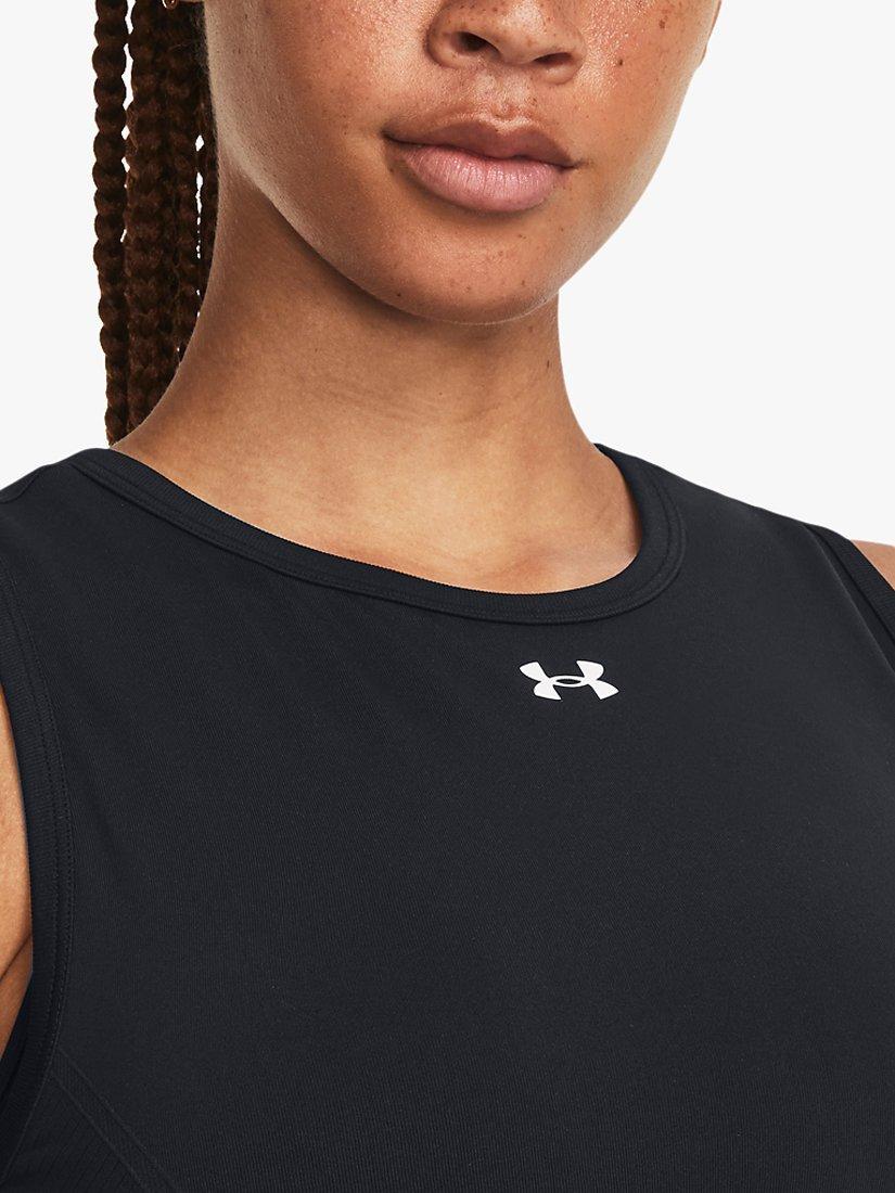 Product image 3 of 6, which shows Under Armour Train Seamless Tank Top, Black/White, L