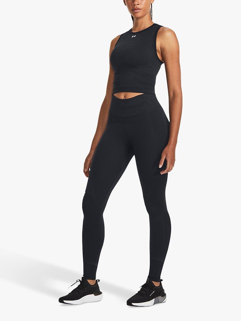 Product image 4 of 6, which shows Under Armour Train Seamless Tank Top, Black/White, L