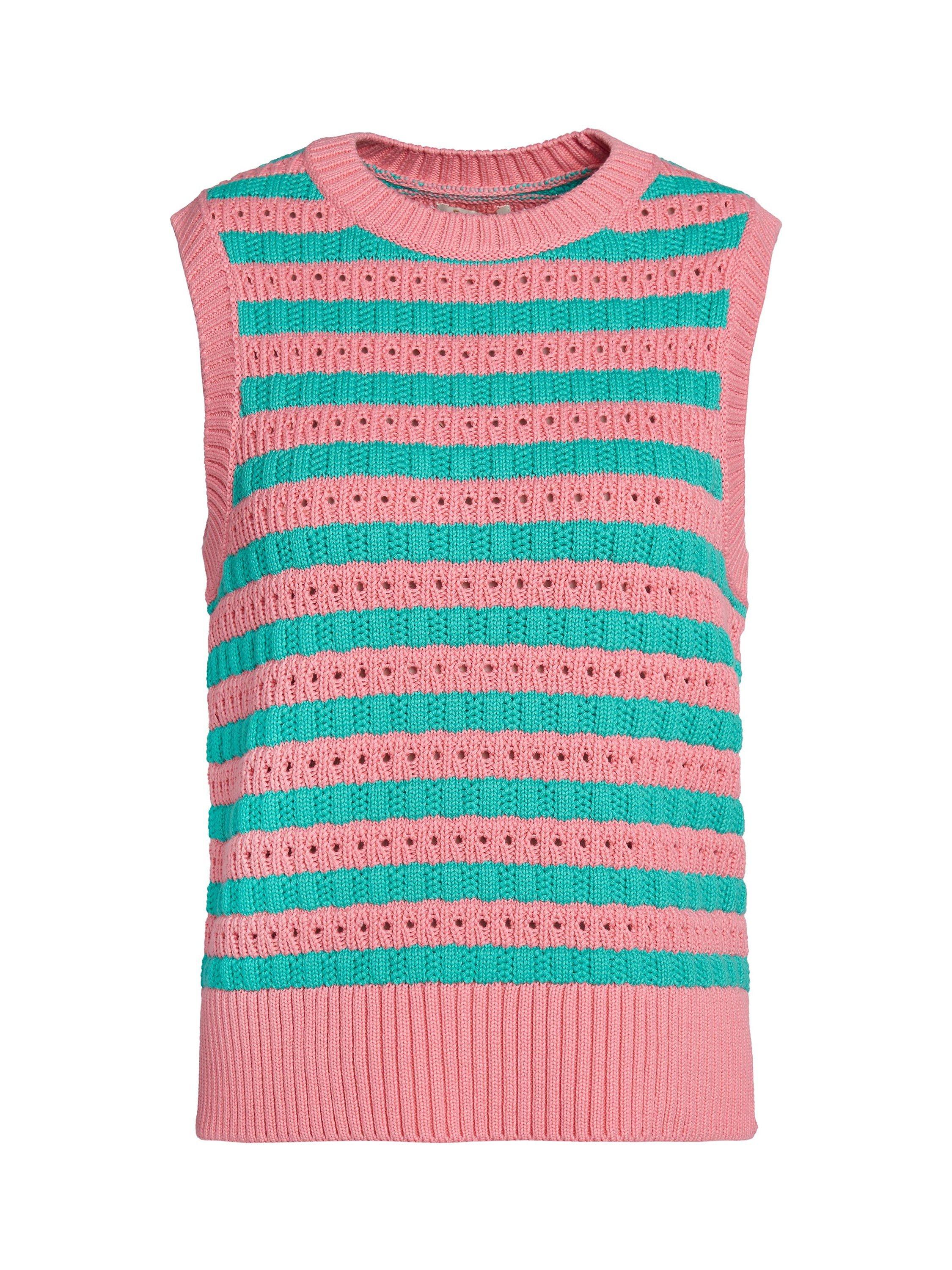 Barbour Acanthus Stripe Knit Sleeveless Jumper, Pink