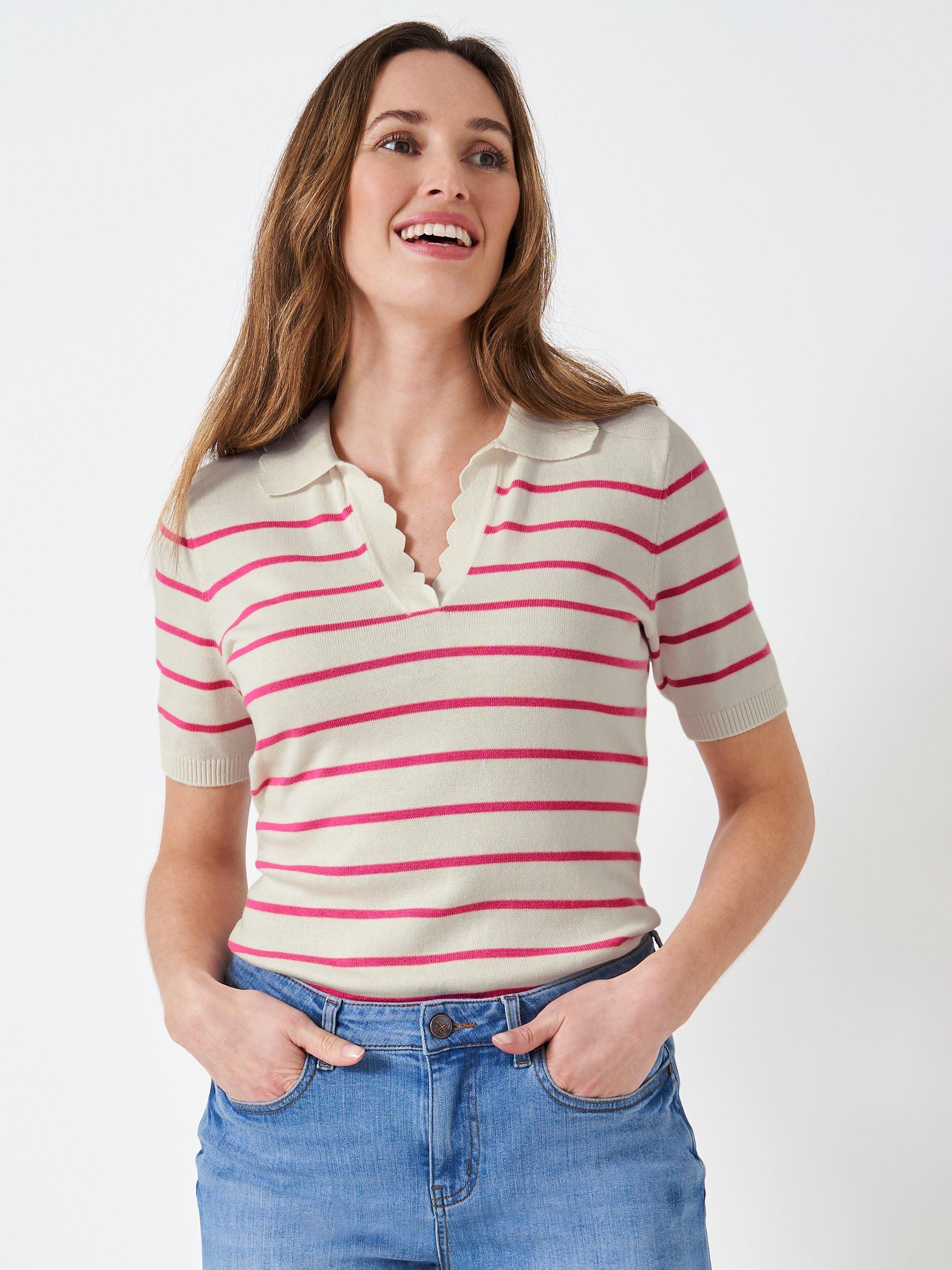 Crew Clothing Sola Knitted T-Shirt, Raspberry Pink