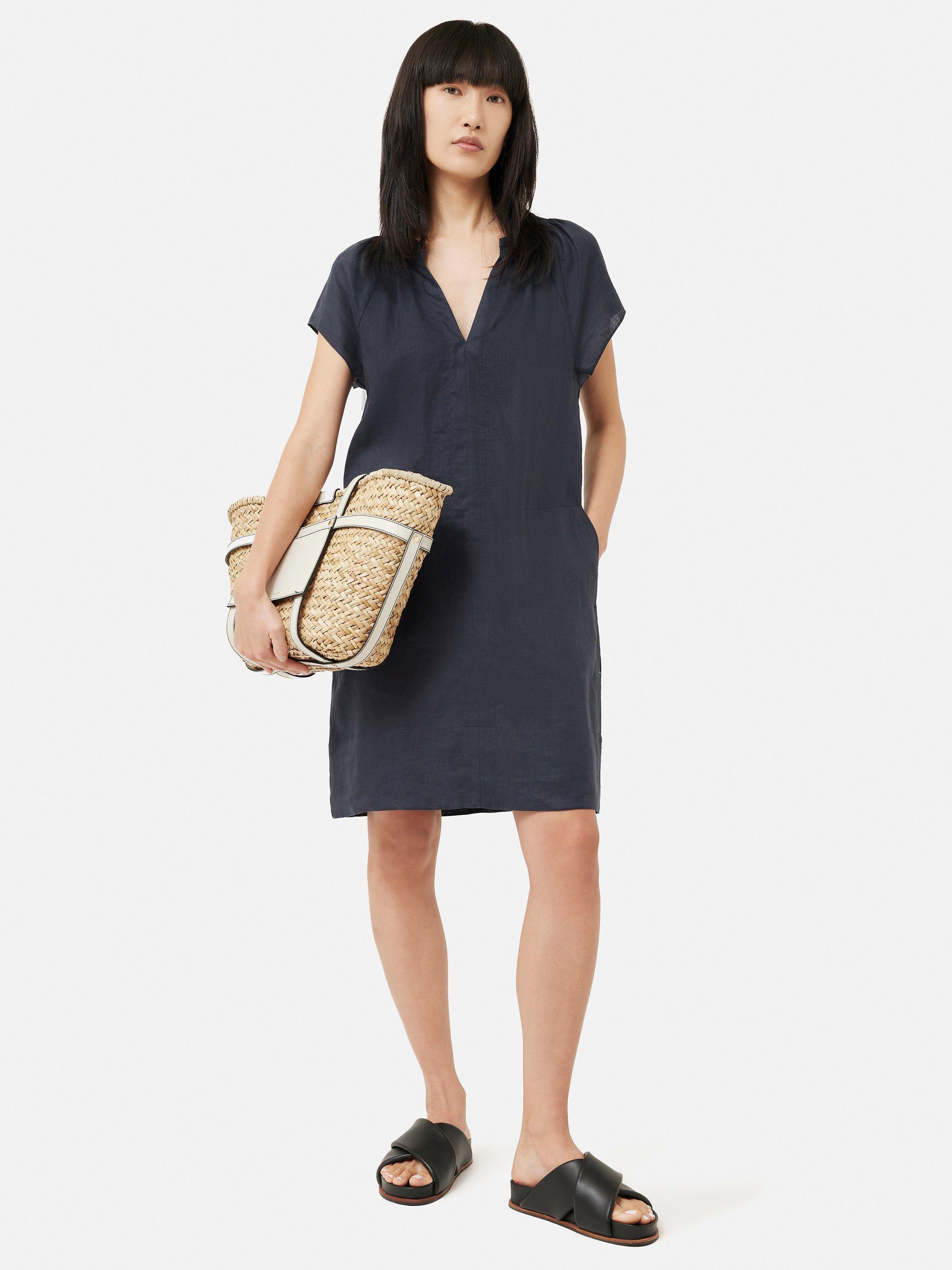 Jigsaw Linen T-Shirt Dress, Slate