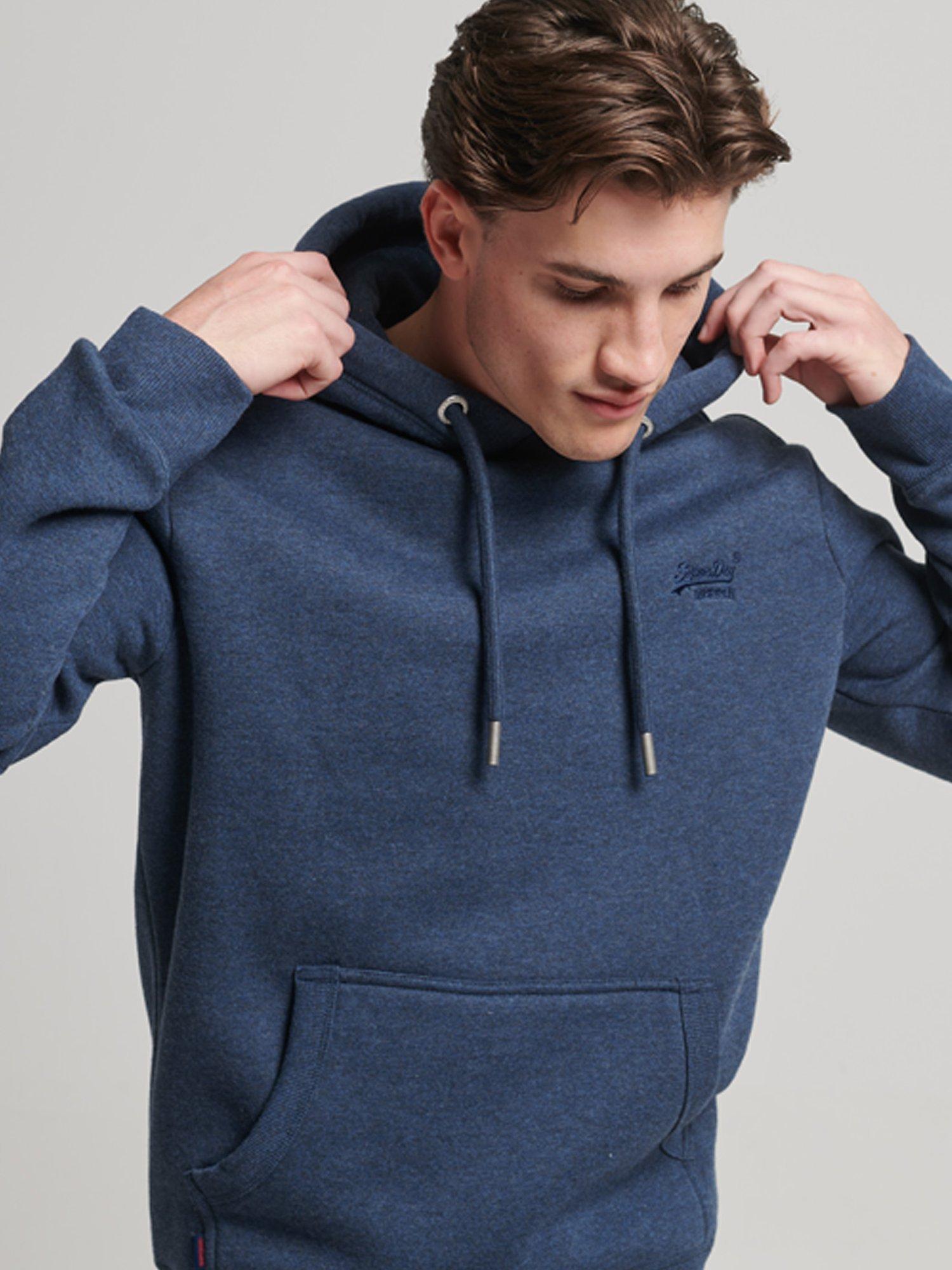 Superdry Vintage Logo Embroidered Hoodie, Vintage Navy Marl