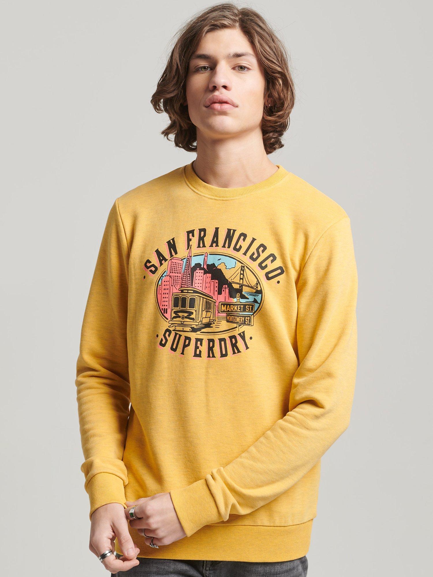 Superdry Vintage City Souvenir Crew Sweatshirt, Desert Ochre Yellow