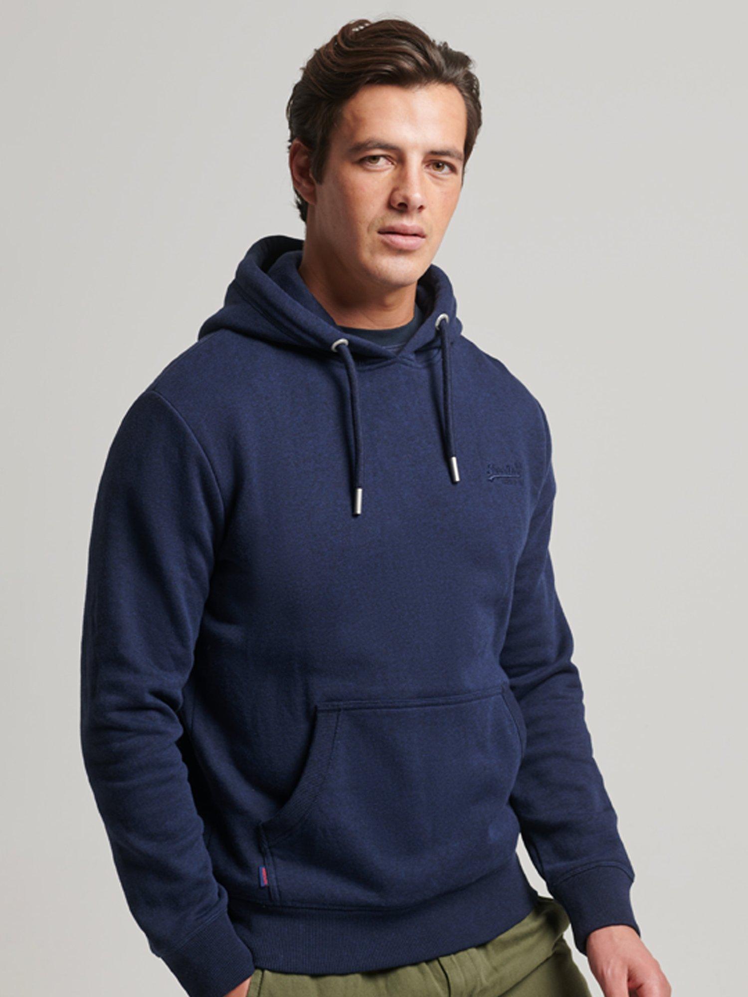 Superdry Vintage Logo Embroidered Hoodie, Rich Navy Marl