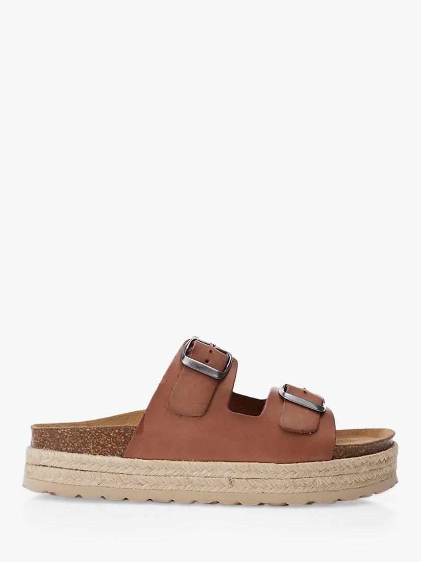 Moda in Pelle Palma 2 Leather Footbed Buckle Sandals, Tan