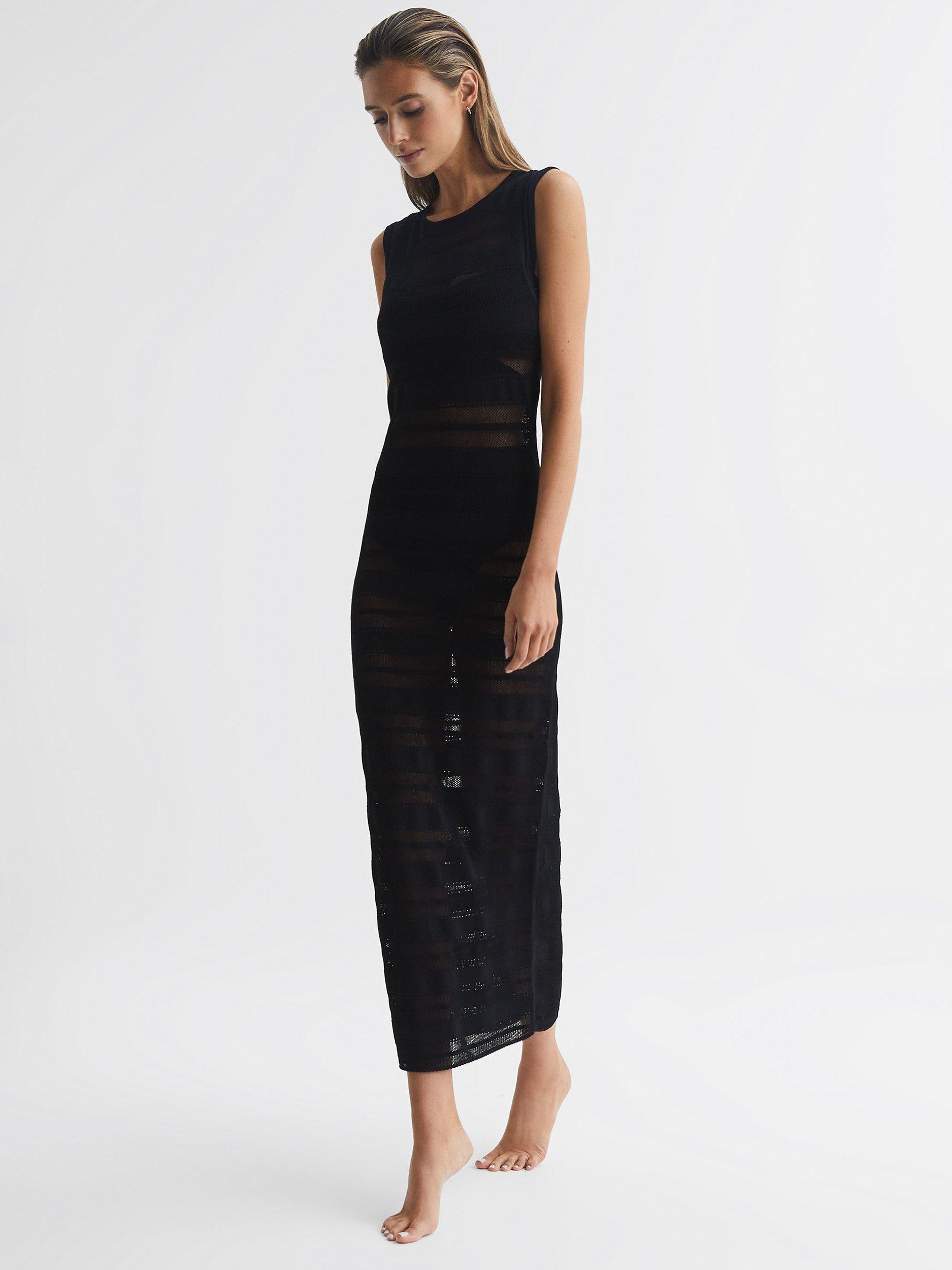 Reiss Seraphina Knitted Midi Dress, Black