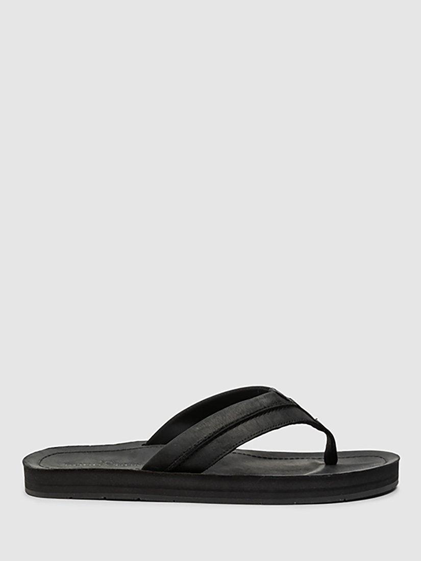 Product image 1 of 9, which shows Rodd & Gunn Piha Leather T-Bar Sandals, Black, 9