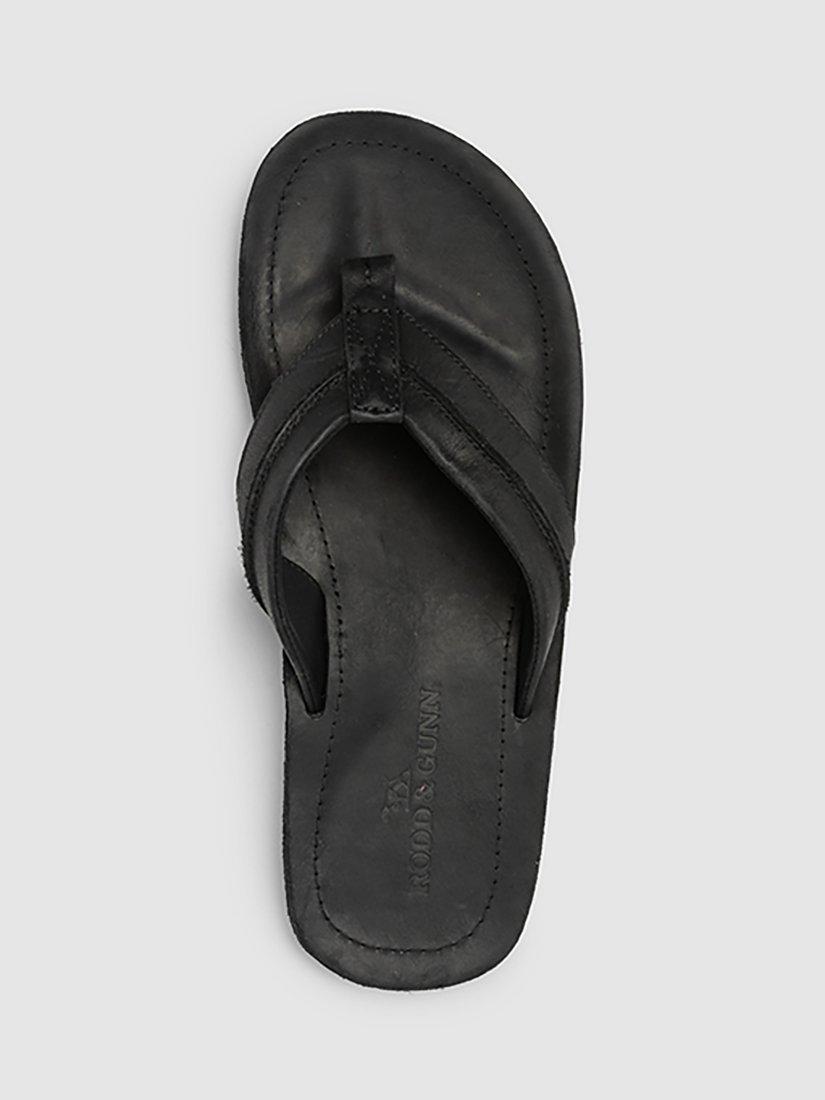 Product image 7 of 9, which shows Rodd & Gunn Piha Leather T-Bar Sandals, Black, 9