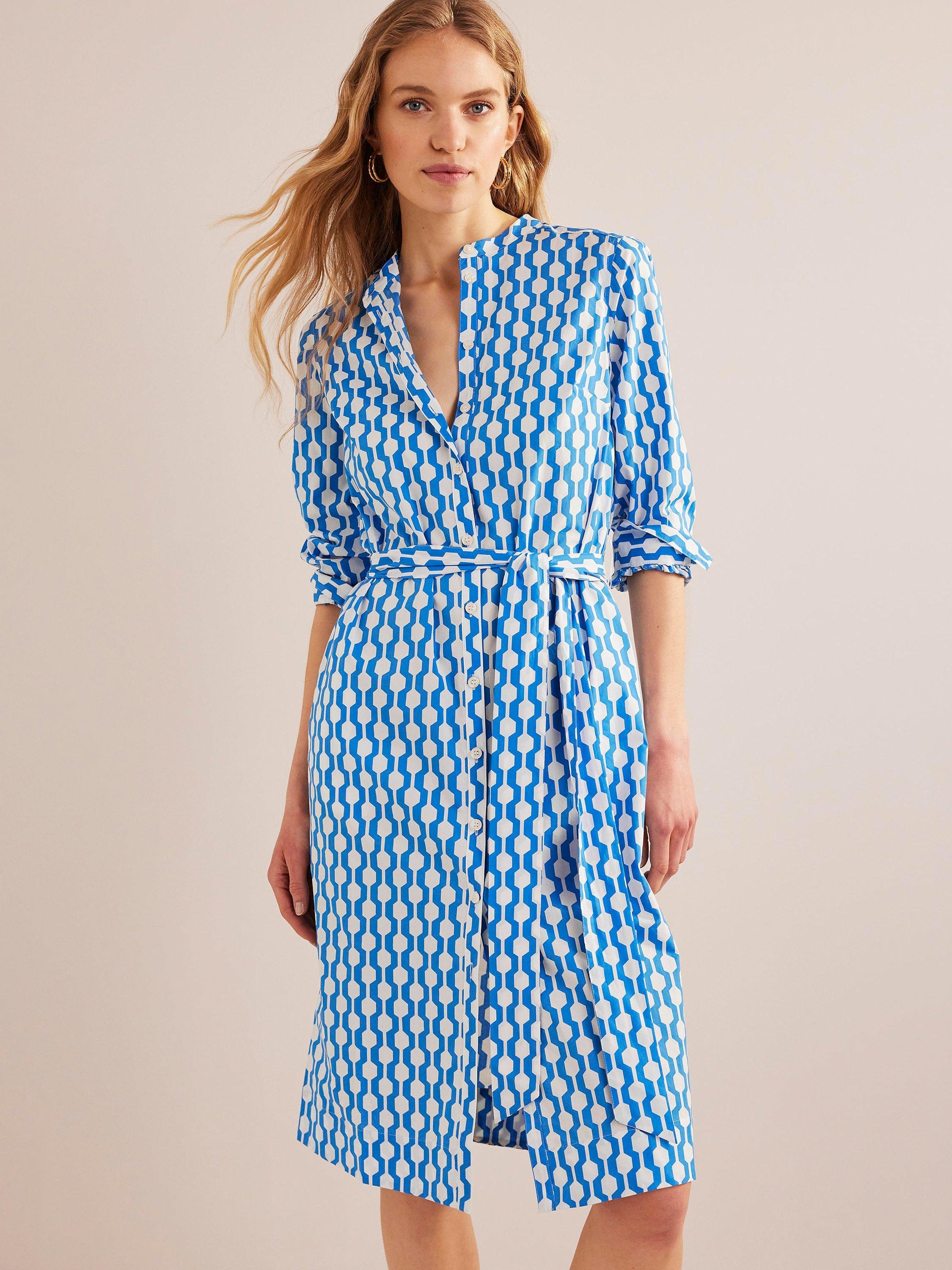 Boden Relaxed Midi Shirt Dress, Moroccan Blue