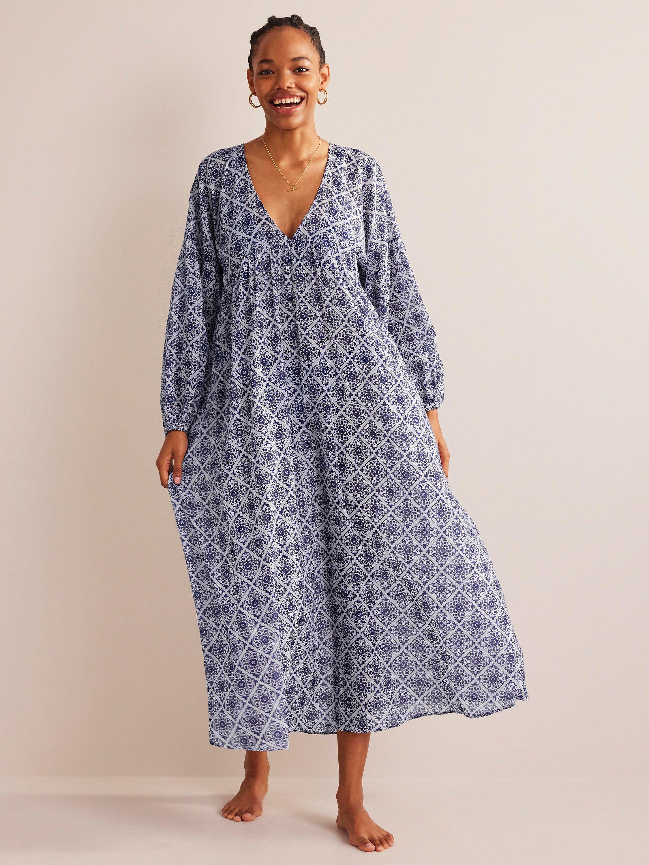 Boden Kaftan Empire Maxi Dress, Blue/Multi