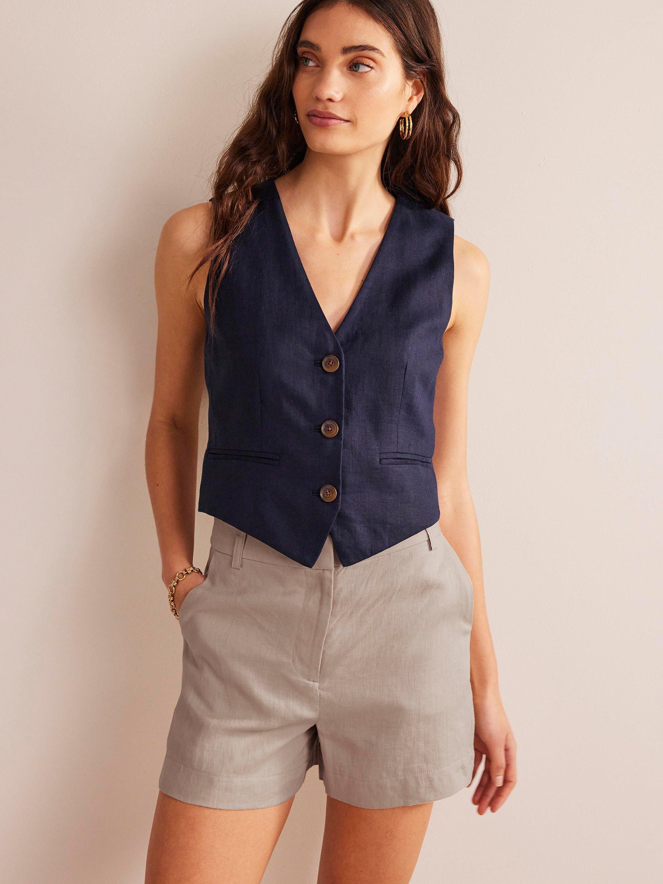 Boden High Rise Tailored Linen Shorts, Rope
