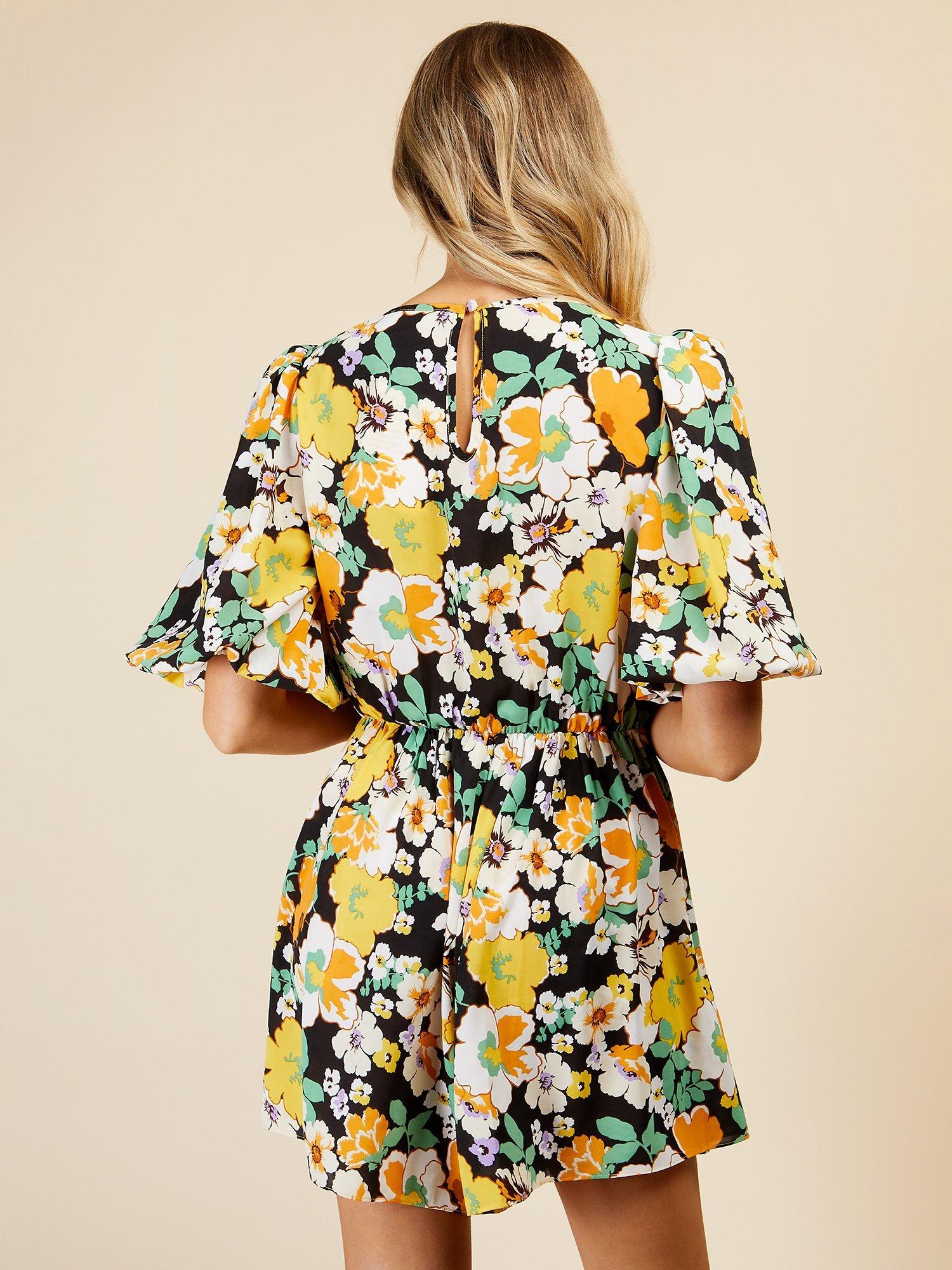 Product image 2 of 4, which shows Little Mistress Vintage Floral Print Playsuit, Multi, 8