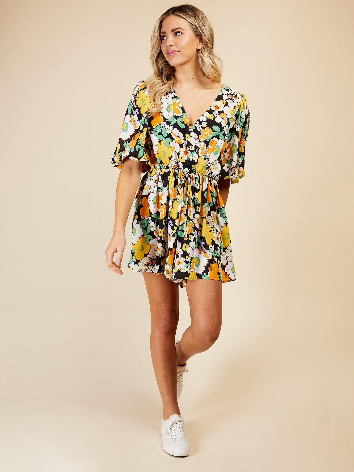 Product image 3 of 4, which shows Little Mistress Vintage Floral Print Playsuit, Multi, 8
