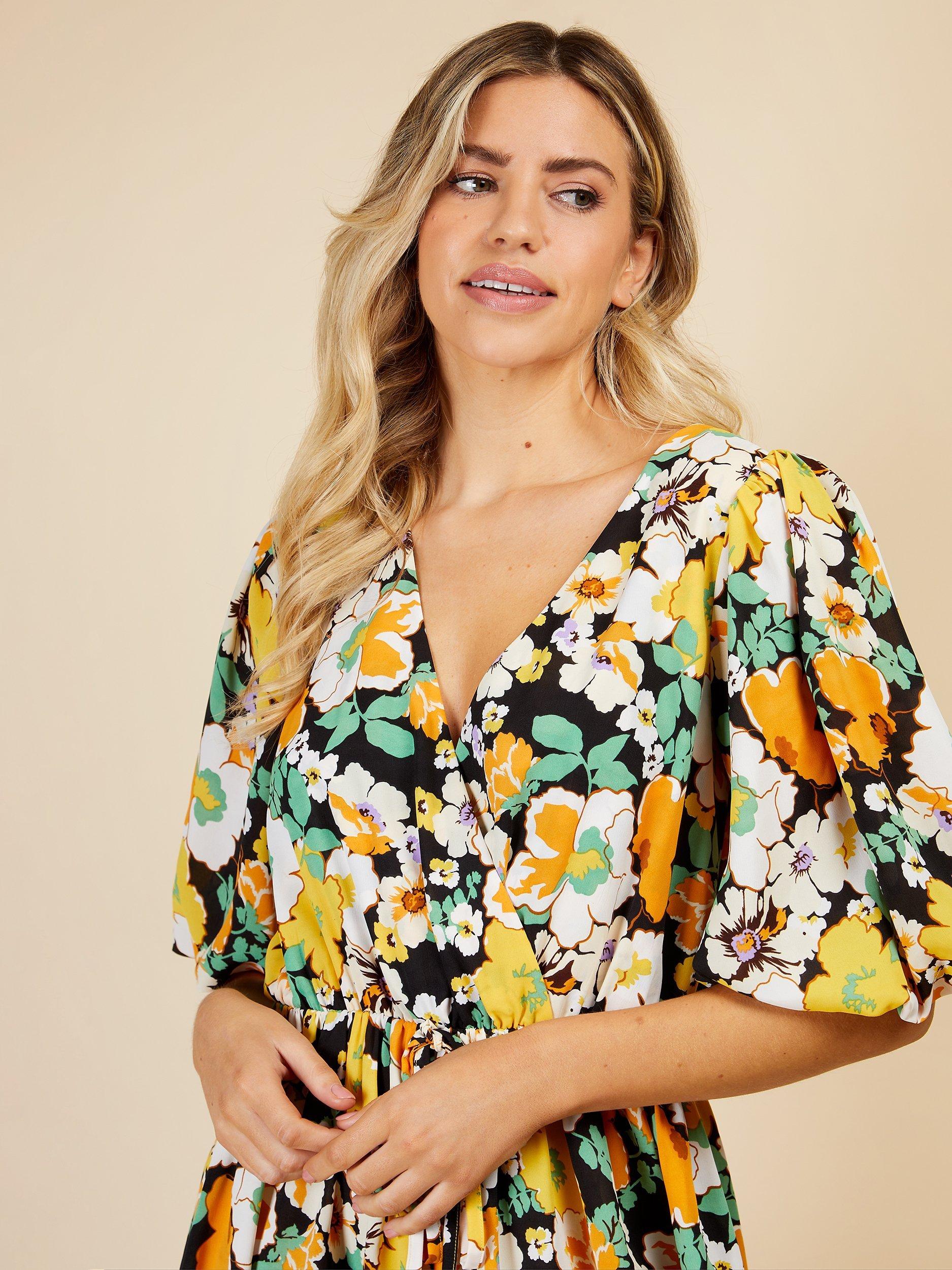 Product image 4 of 4, which shows Little Mistress Vintage Floral Print Playsuit, Multi, 8