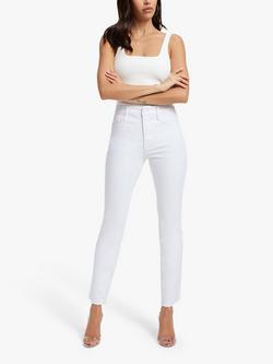 Good American Good Straight Cut Raw Jeans, White, White