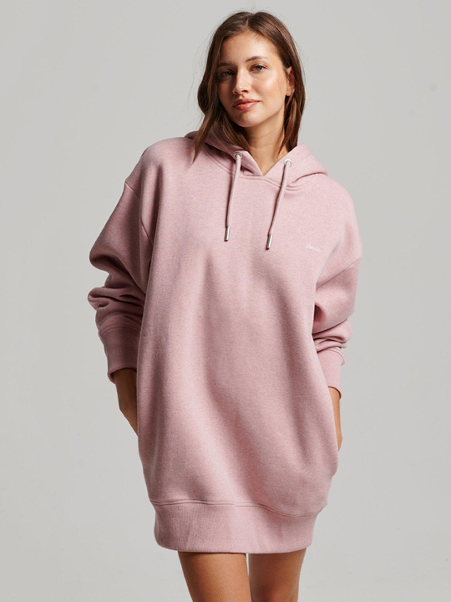 Superdry Vintage Logo Embroidered Sweat Dress, Pink