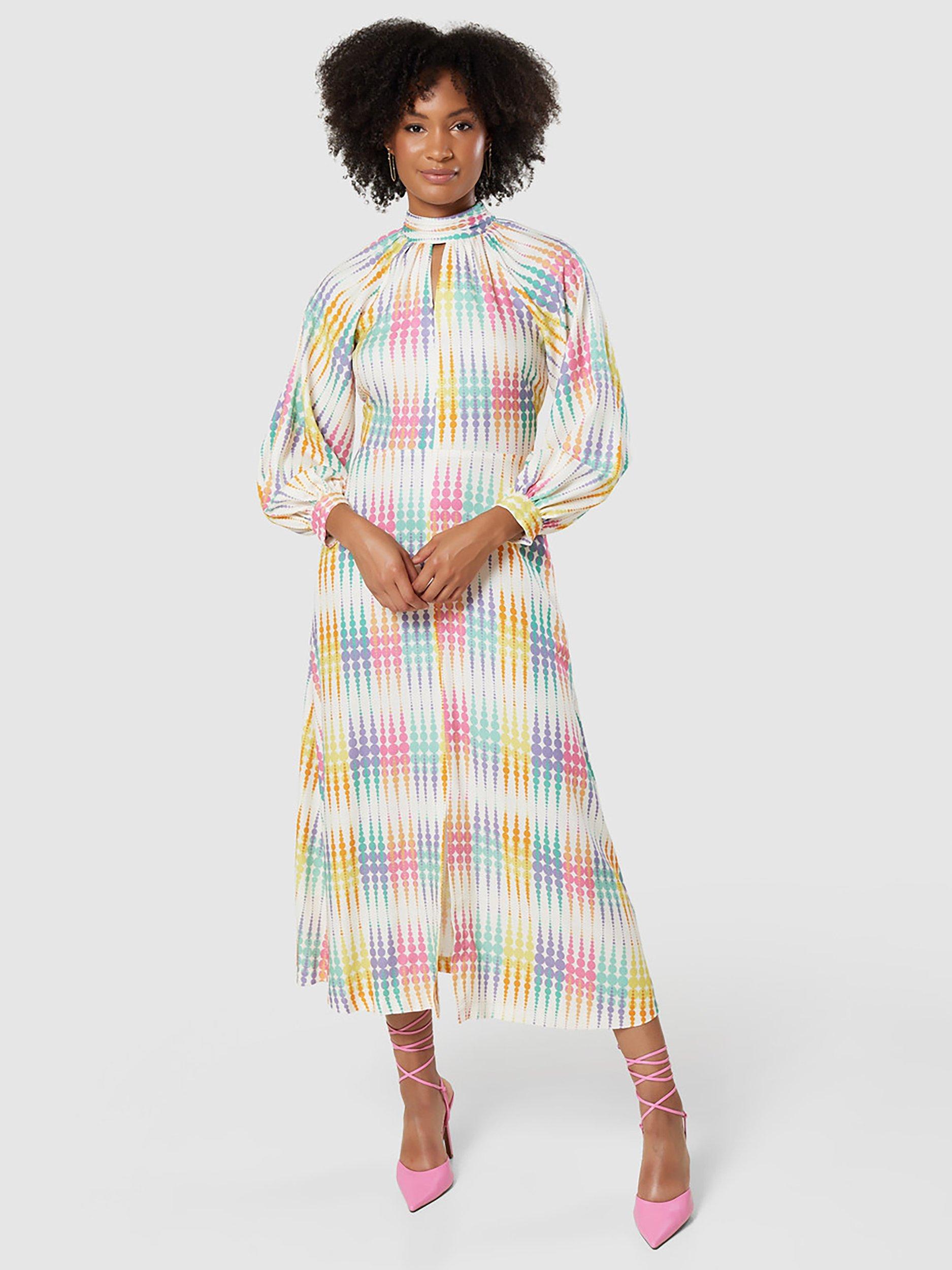 Closet London High Neck A-Line Midi Dress, Multi