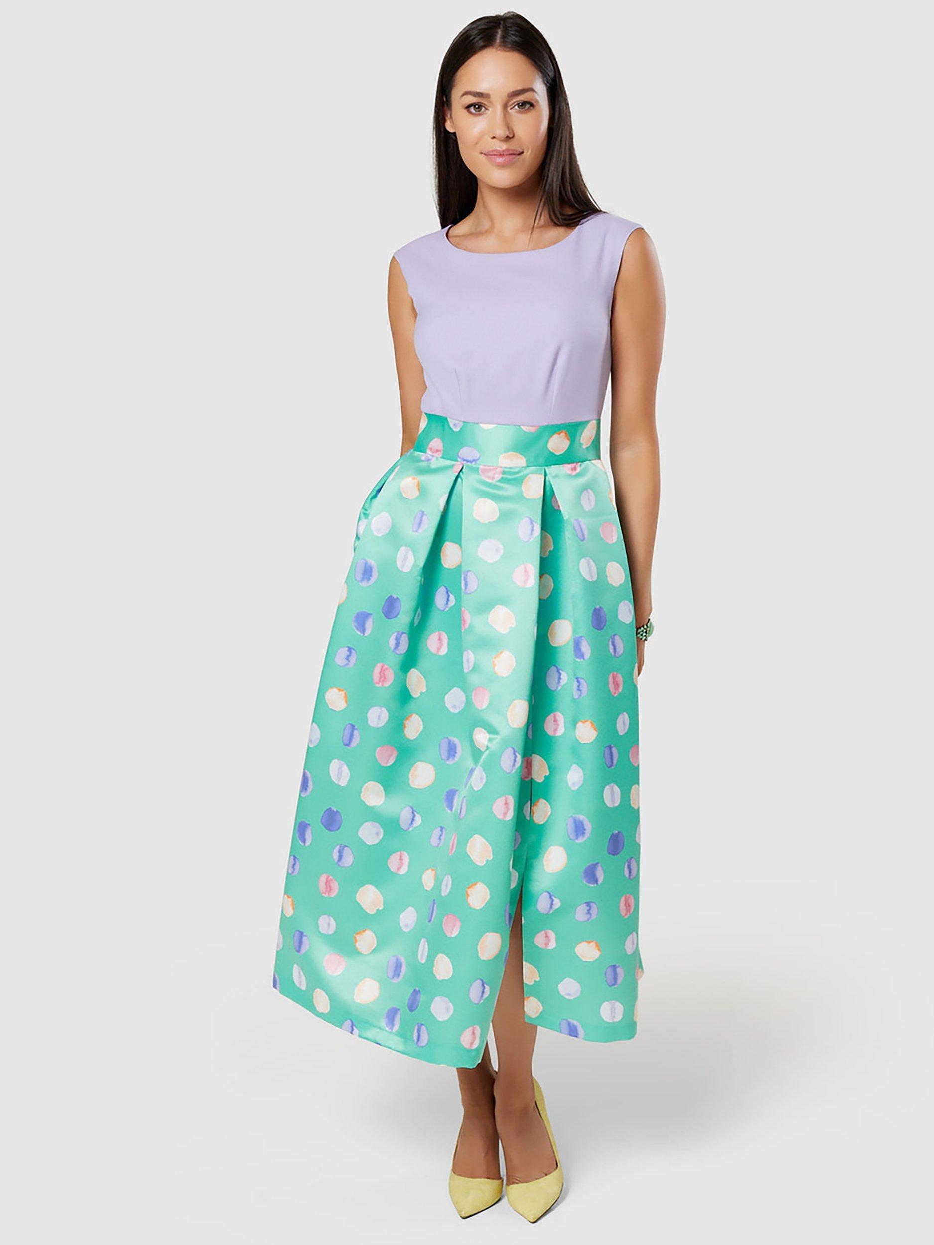 Closet London Satin Spot Dress, Green