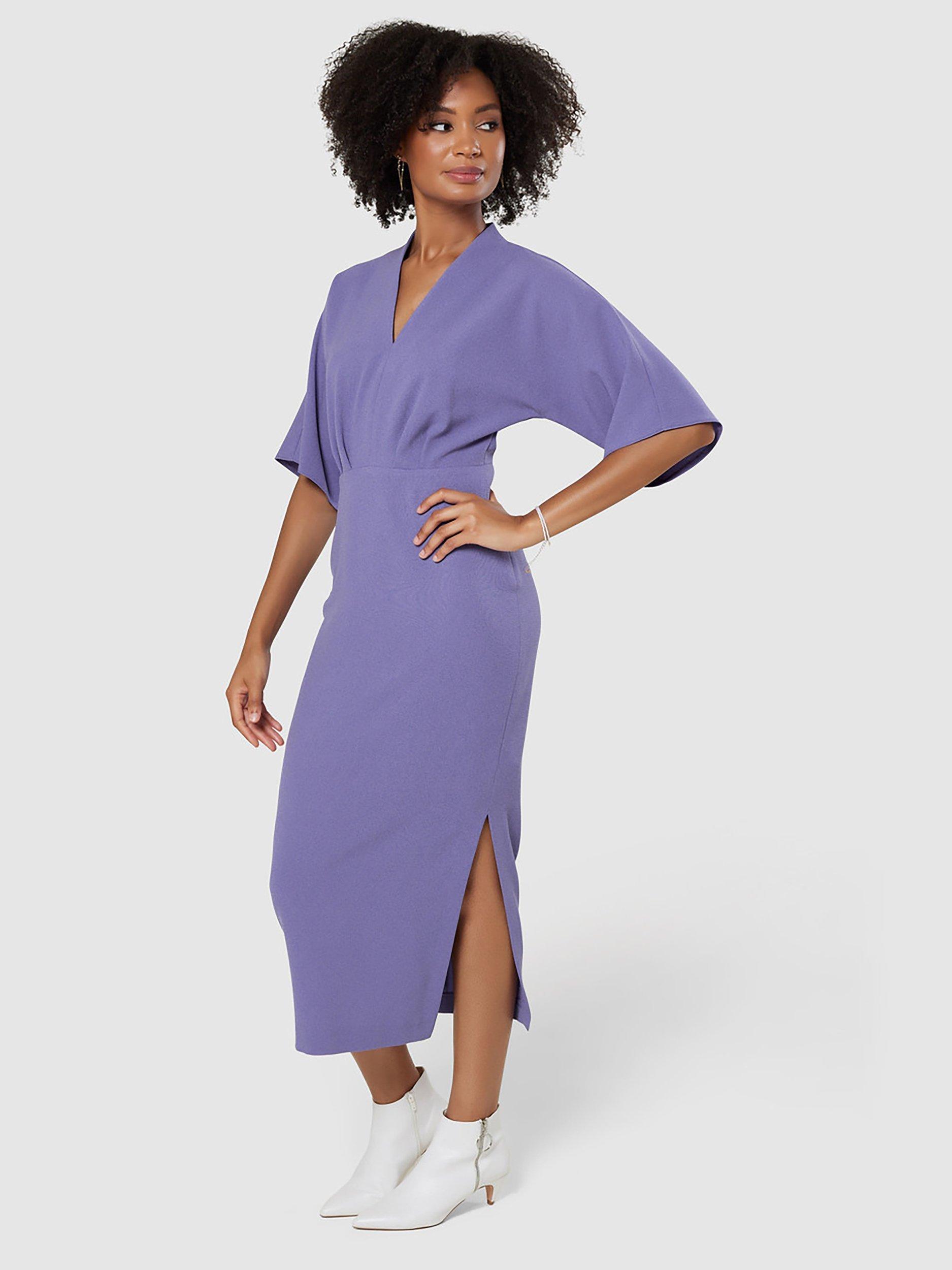 Product image 2 of 4, which shows Closet London V-Neck Sheath Dress, Purple, 10