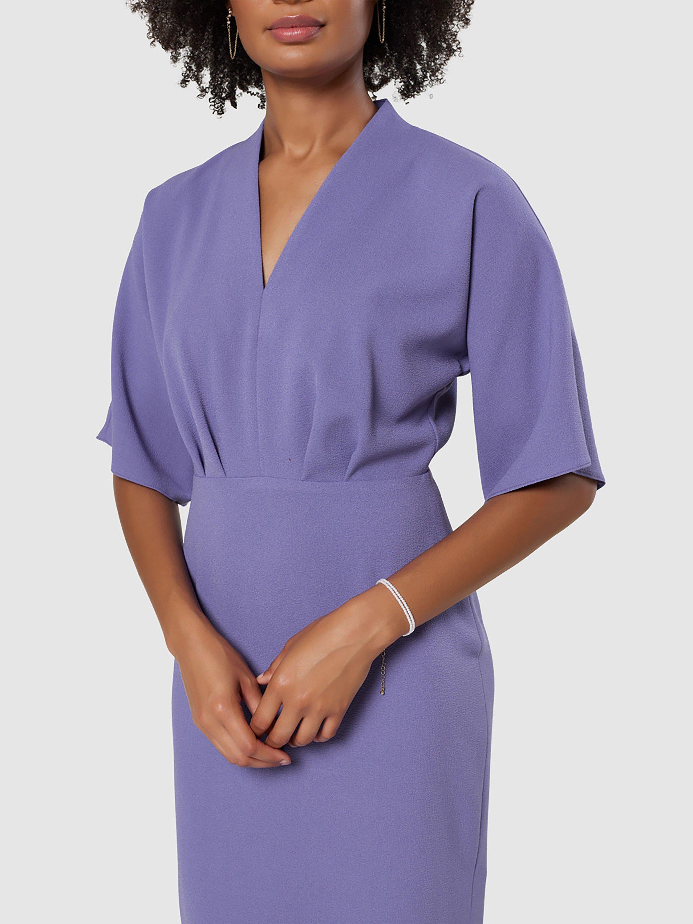 Product image 3 of 4, which shows Closet London V-Neck Sheath Dress, Purple, 10