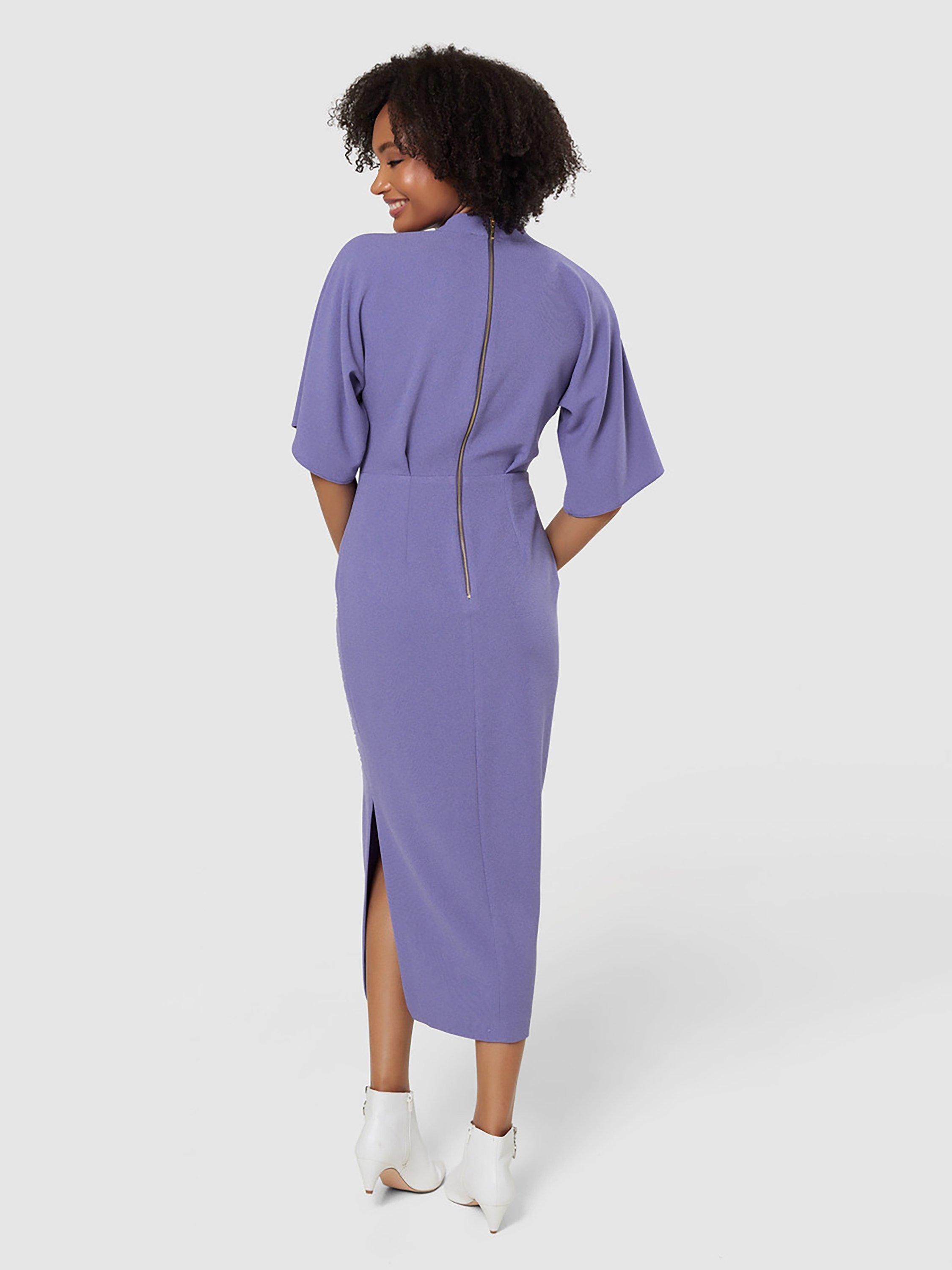 Product image 4 of 4, which shows Closet London V-Neck Sheath Dress, Purple, 10