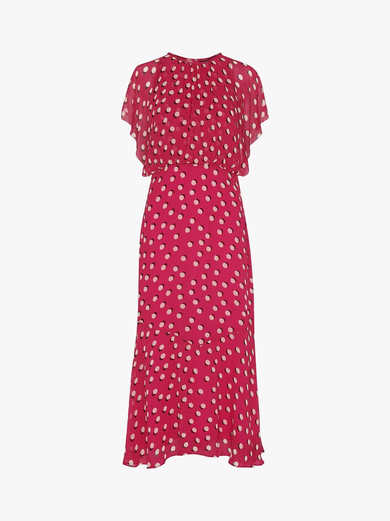 Product image 5 of 5, which shows Whistles Moon Spot Midi Dress, Pink/Multi, 6