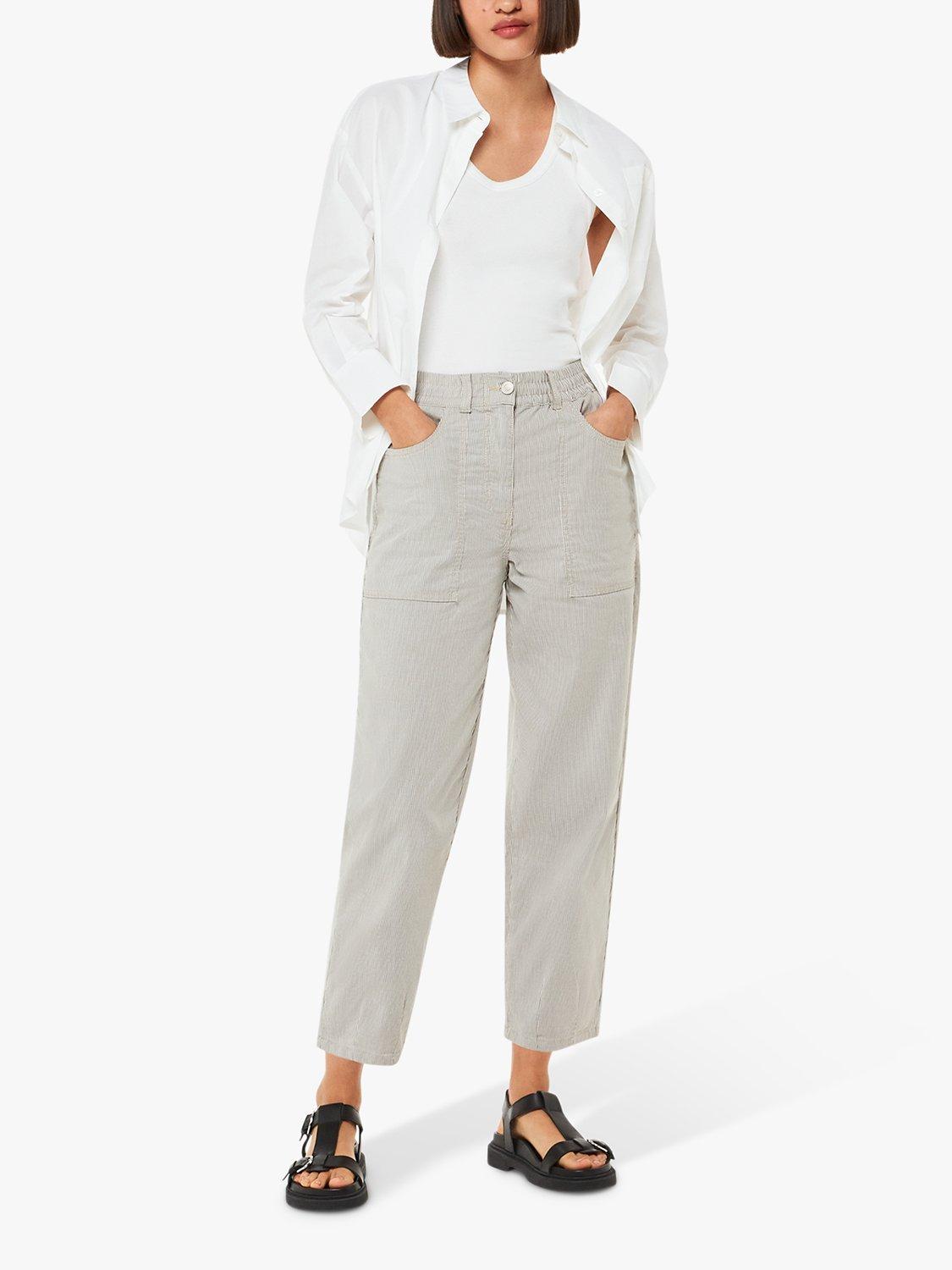 Whistles Tessa Stripe Casual Trousers, Grey
