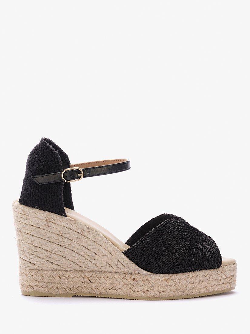 Mint Velvet Gia Rope Wedge Heel Sandals, Black