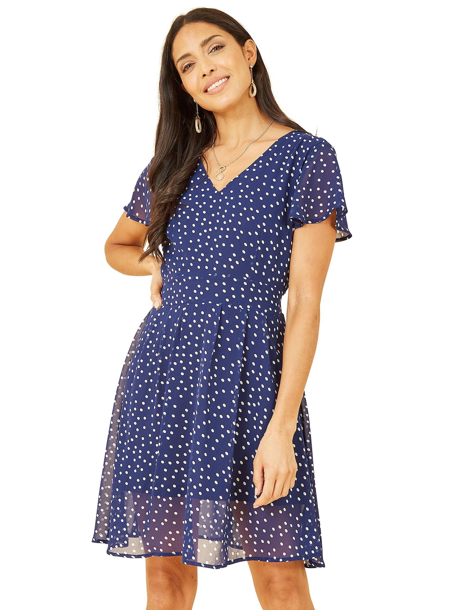 Yumi Mela London Spot Skater Dress Navy