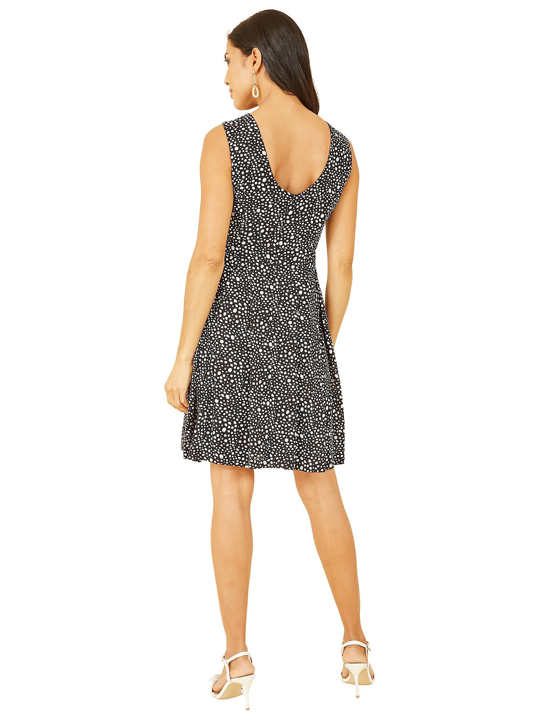 Product image 3 of 4, which shows Mela London Spot Print Skater Dress, Black, 8