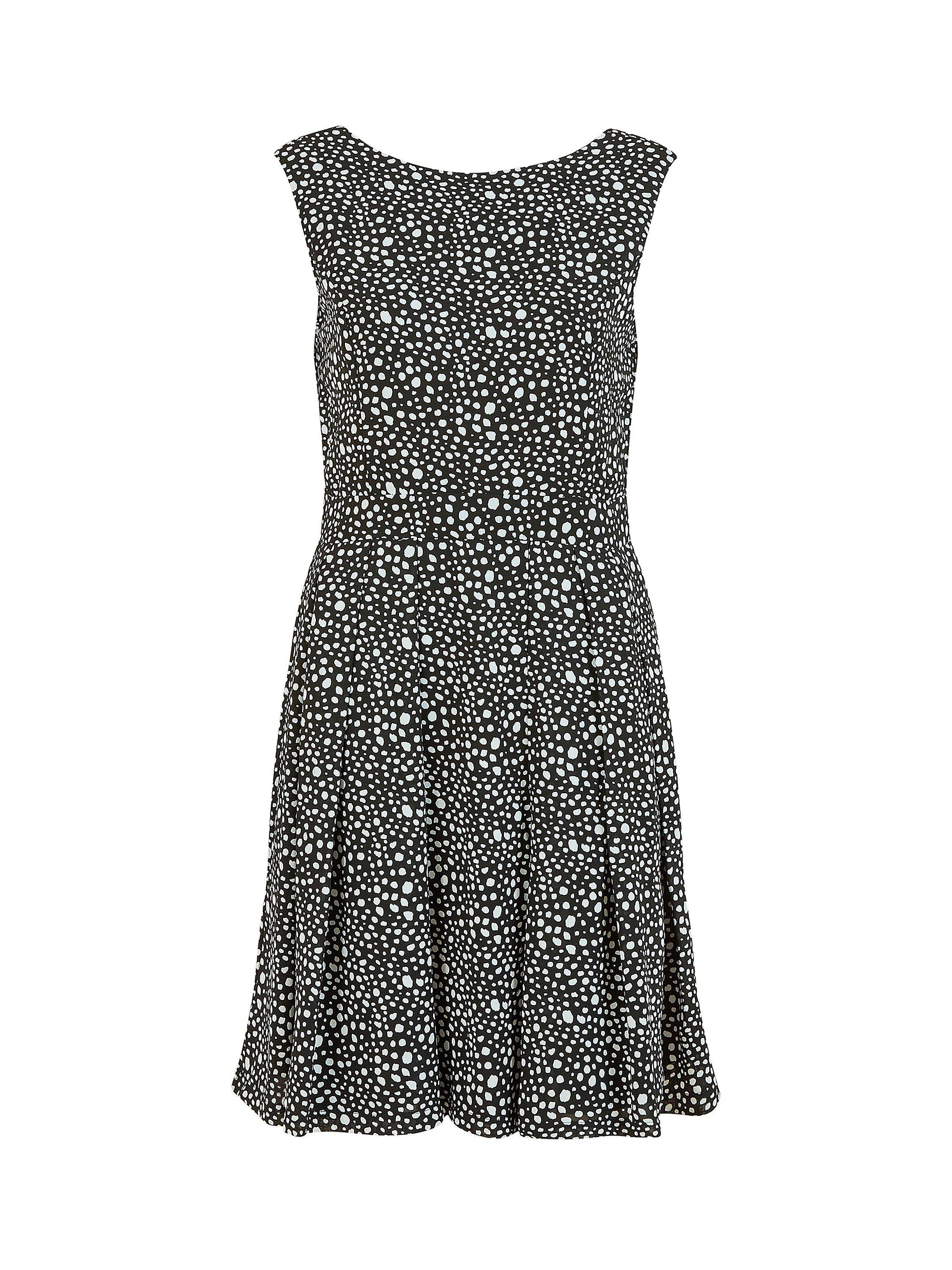 Product image 4 of 4, which shows Mela London Spot Print Skater Dress, Black, 8