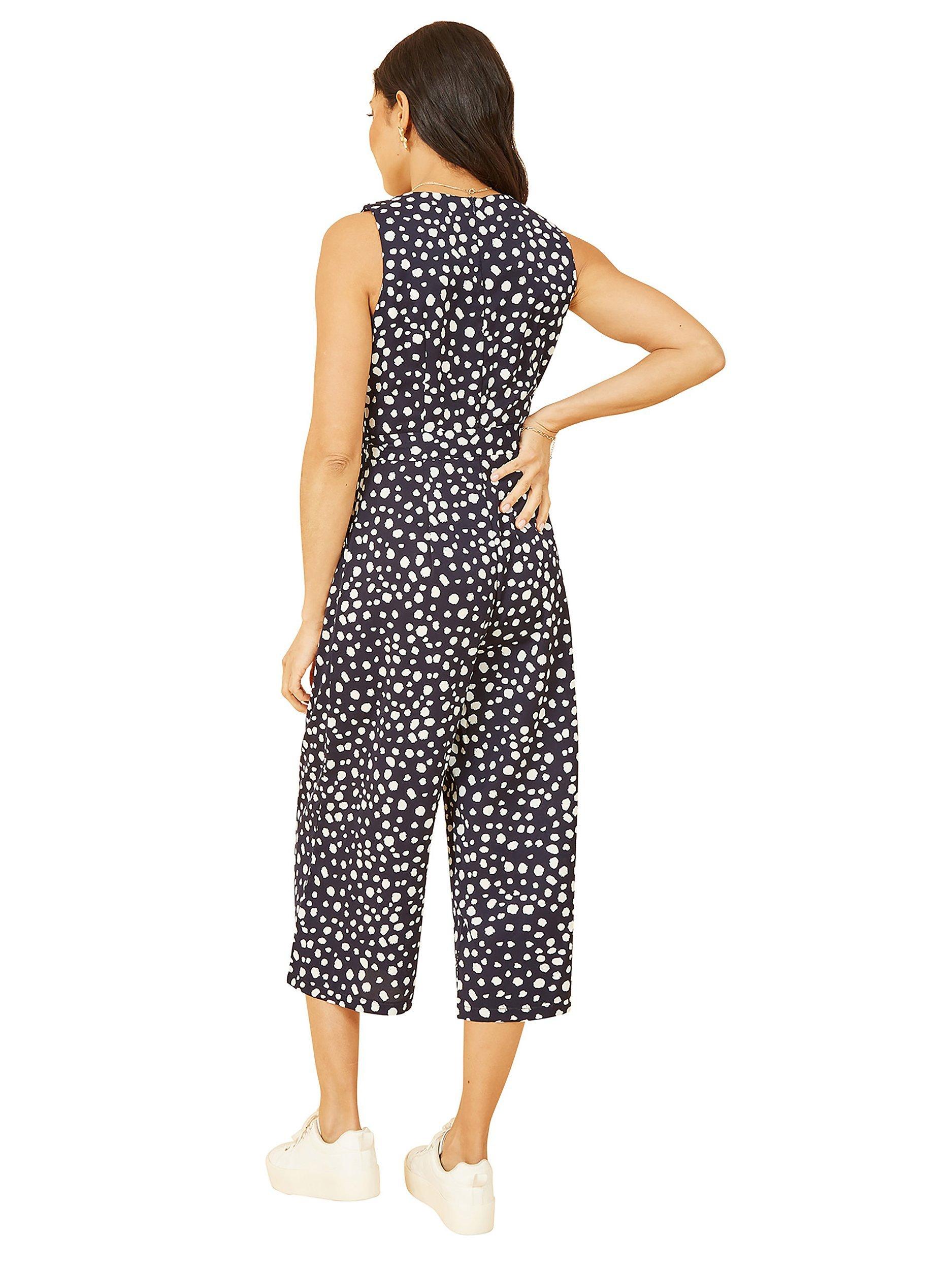Product image 3 of 4, which shows Mela London Blotch Print Culotte Jumpsuit, Navy, 8