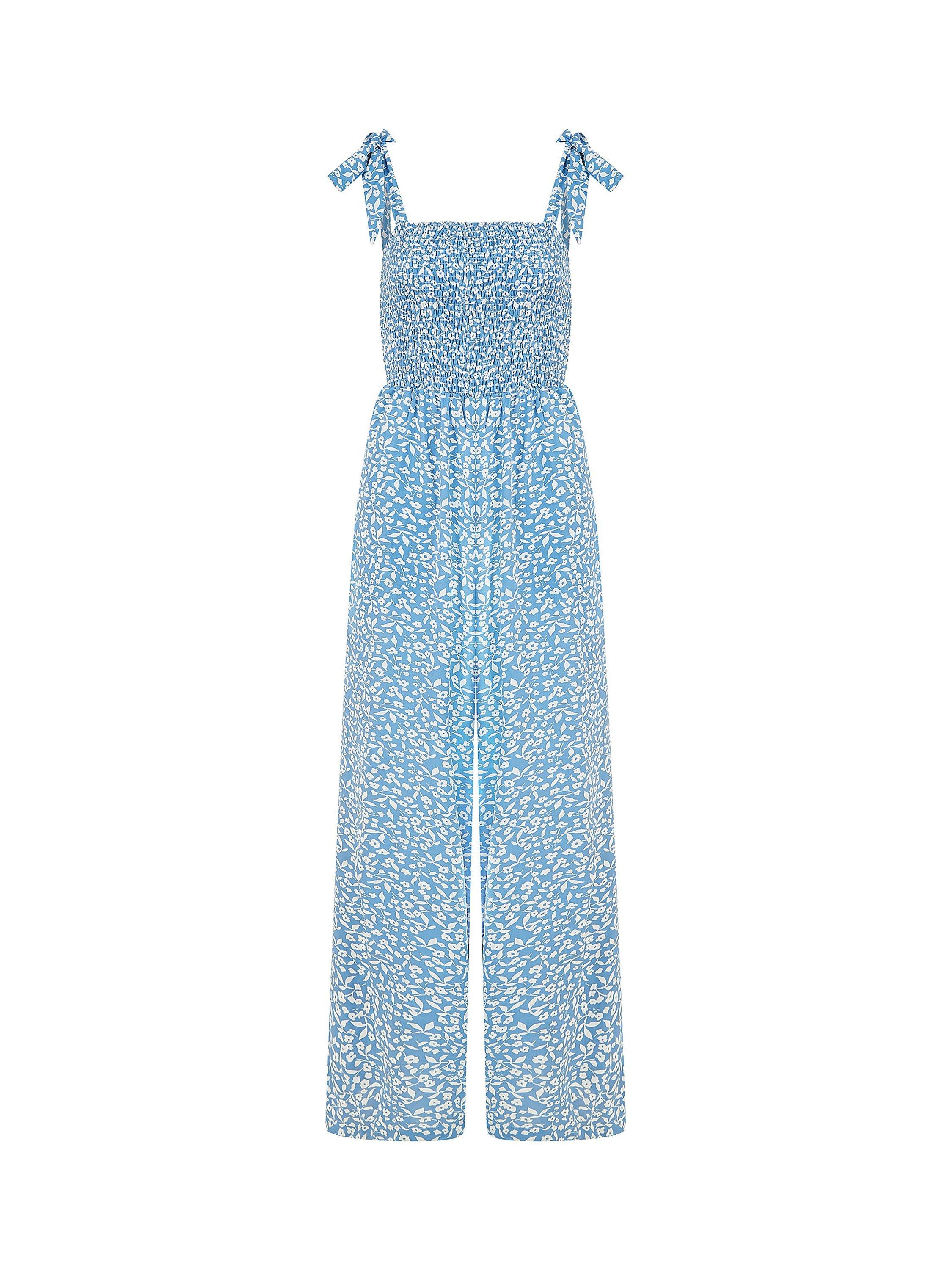 Product image 4 of 4, which shows Yumi Mela London Ditsy Print Jumpsuit, Blue, 8
