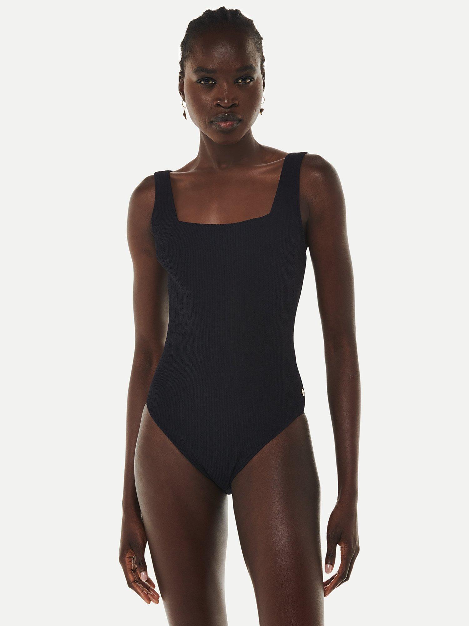 Product image 1 of 5, which shows Whistles Square Neck Swimsuit, Black, 6