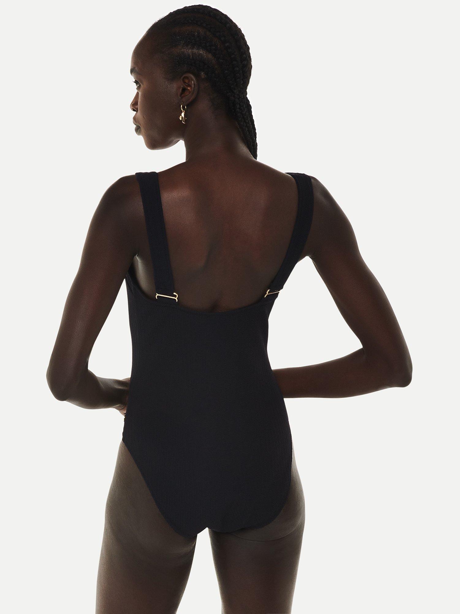 Product image 2 of 5, which shows Whistles Square Neck Swimsuit, Black, 6