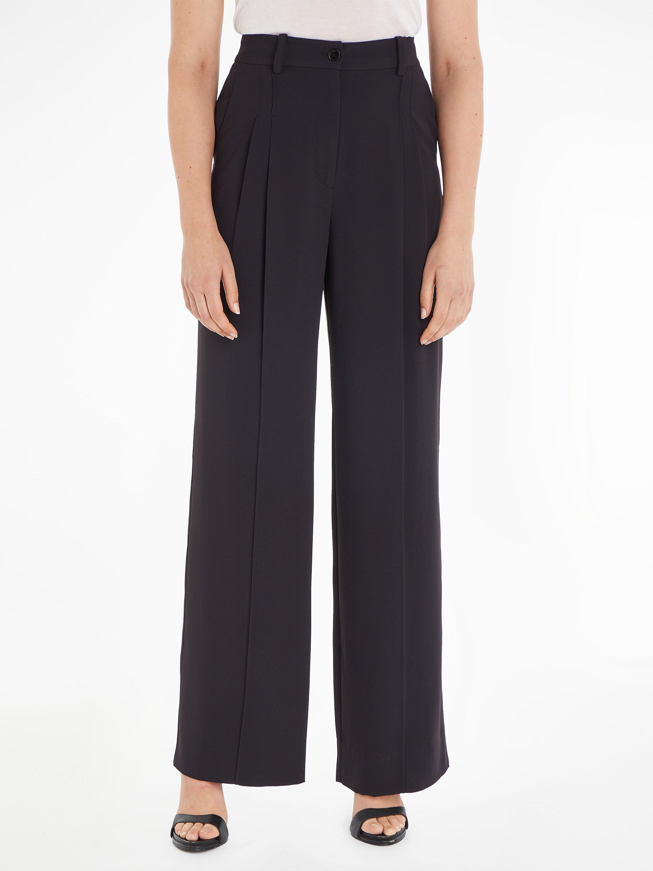 Calvin Klein Wide Twill Leg Trousers, Black