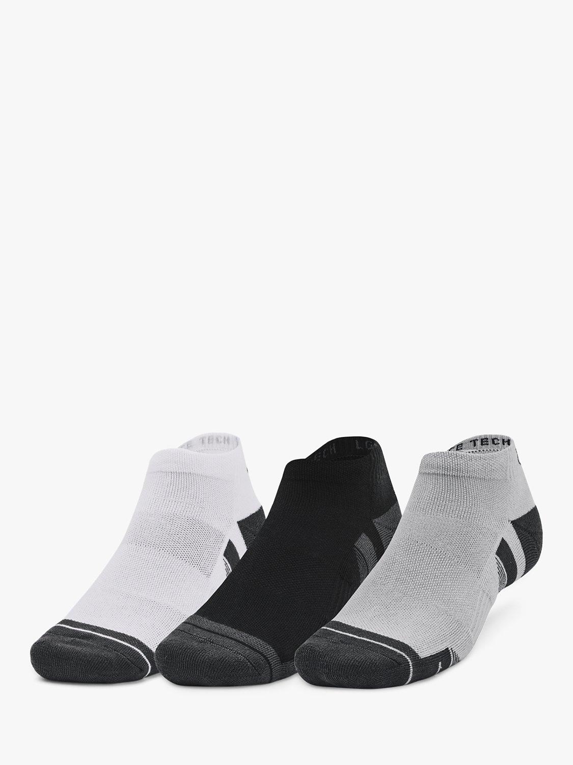 Product image 1 of 4, which shows Under Armour Performance Tech Low Cut Socks, Pack of 3, Mod Gray/White/Jet Gray, M