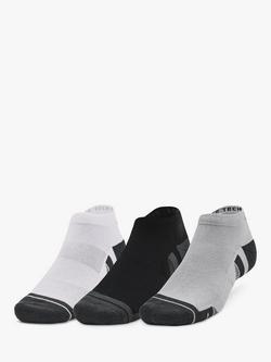 Under Armour Performance Tech Low Cut Socks, Pack of 3, Mod Gray/White/Jet Gray, Mod Gray/White/Jet Gray