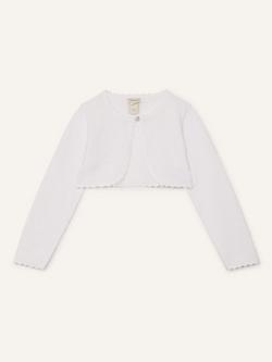 Monsoon Kids' Niamh Scalloped Cardigan, White