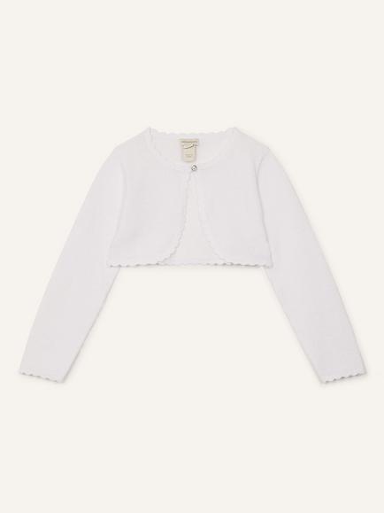 Monsoon Kids' Niamh Scalloped Cardigan, White