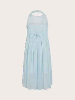 Monsoon Kids' Hallie Halterneck Chiffon Dress, Pale Blue - view 2, Pale Blue