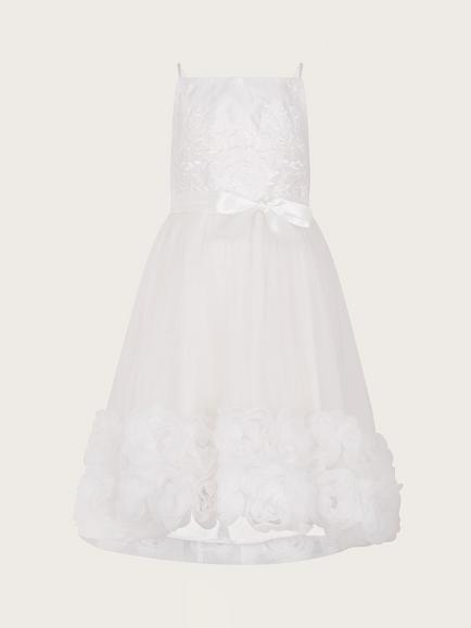 Monsoon Kid's Odette Blossom Dress, Ivory, Ivory