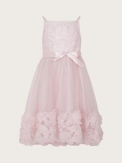 Monsoon Kid's Odette Blossom Dress, Ivory, Pink