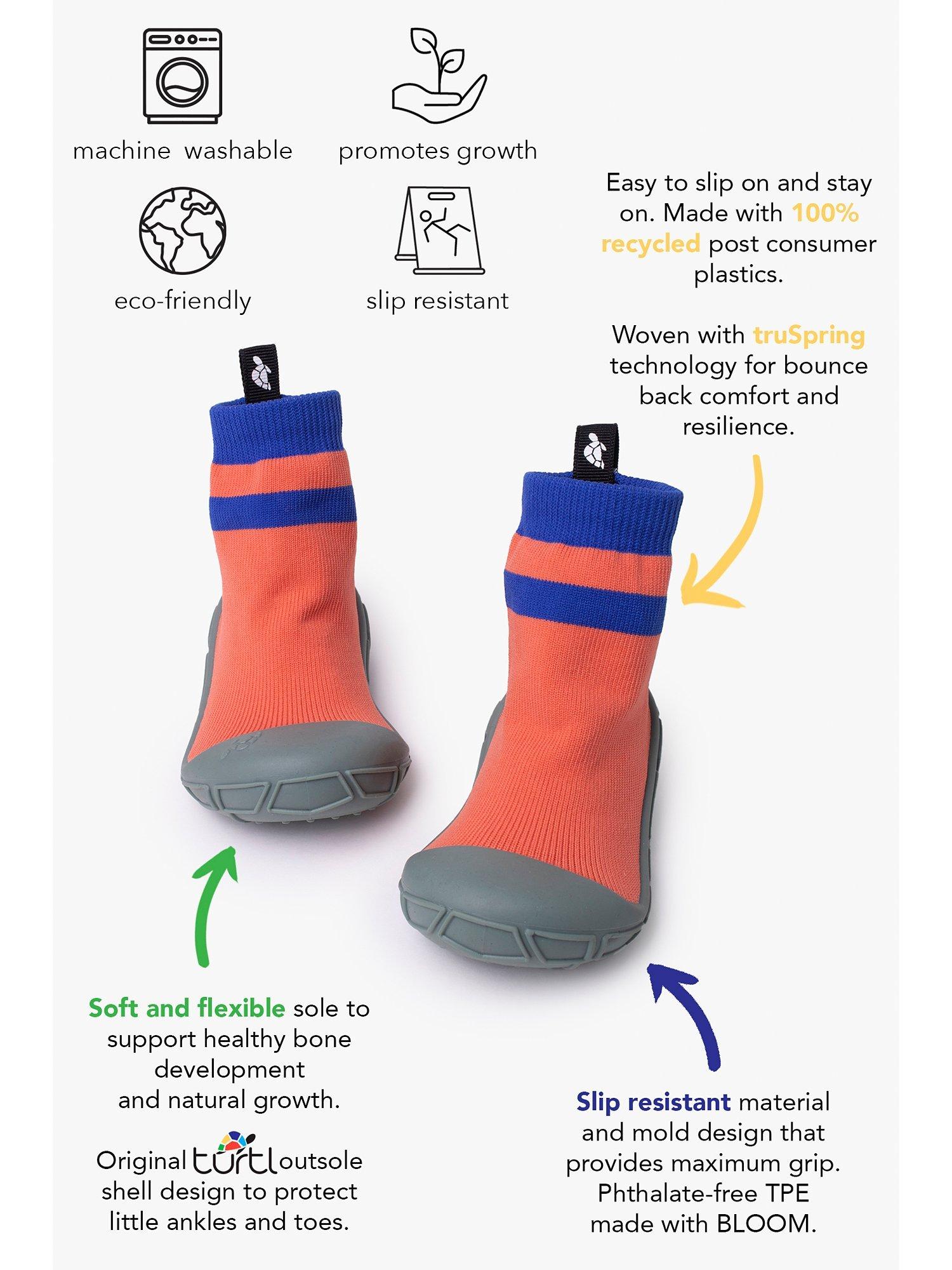 Product image 2 of 6, which shows Turtl Kids' Recycled Indoor Outdoor Sock Shoes, Coral, 2-3